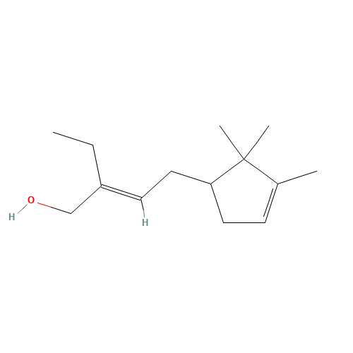 2-Ethyl-4-(2,2,3-trimethylcyclopent-3-en-yl)-but-2-en-1-ol (CAS: 28219-61-6) - Chemical Structure and Molecular Formula 
