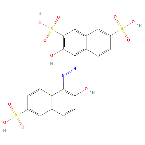 1-(2-HYDROXY-6-SULFO-1-NAPHTHYLAZO)-2-NAPHTHOL-3,6-DISULFONIC ACID (CAS: 32884-46-1) - Chemical Structure and Molecular Formula 