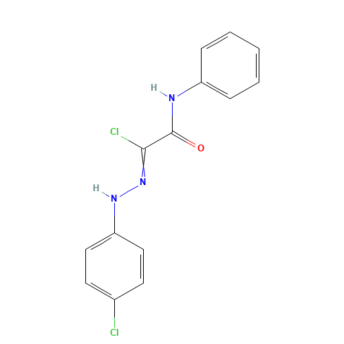 2-CHLORO-2-[2-(4-CHLOROPHENYL)HYDRAZONO]-N-PHENYLACETAMIDE (CAS: 33101-97-2) - Chemical Structure and Molecular Formula 