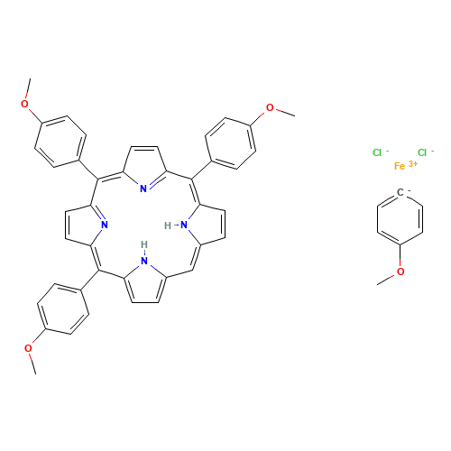 5,10,15,20-TETRAKIS(4-METHOXYPHENYL)-21H,23H-PORPHINE IRON(III) CHLORIDE (CAS: 36995-20-7) - Chemical Structure and Molecular Formula 