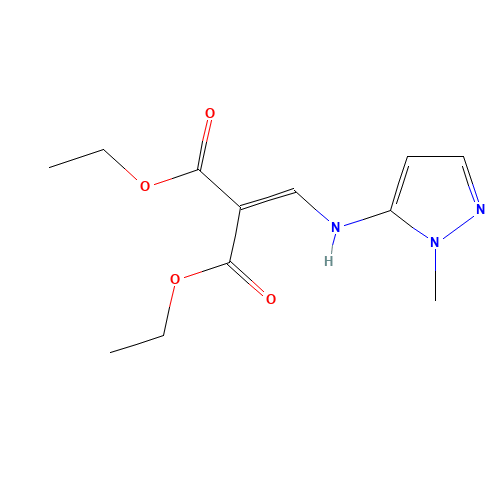 DIETHYL 2-([(1-METHYL-1H-PYRAZOL-5-YL)AMINO]METHYLENE)MALONATE (CAS: 37799-77-2) - Chemical Structure and Molecular Formula 