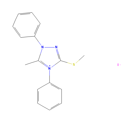 5-METHYL-3-(METHYLTHIO)-1,4-DIPHENYL-1H-1,2,4-TRIAZOLIUM IODIDE (CAS: 38054-60-3) - Chemical Structure and Molecular Formula 