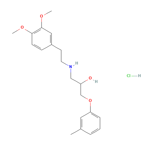 Bevantolol hydrochloride (CAS: 42864-78-8) - Chemical Structure and Molecular Formula 