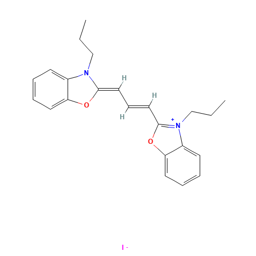 3,3'-DIPROPYLOXACARBOCYANINE IODIDE (CAS: 53213-79-9) - Chemical Structure and Molecular Formula 