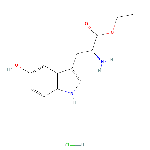 L-2-AMINO-3-(5-HYDROXYINDOLYL)PROPIONIC ACID ETHYL ESTER HYDROCHLORIDE (CAS: 57432-62-9) - Chemical Structure and Molecular Formula 