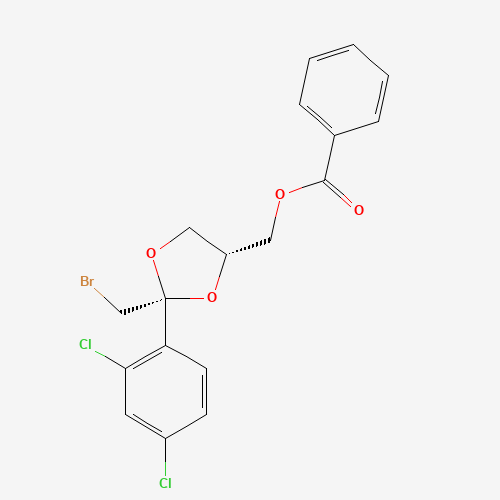 cis-2-(Bromomethyl)-2-(2,4-dichlorophenyl)-1,3-dioxolane-4-ylmethyl benzoate (CAS: 61397-56-6) - Chemical Structure and Molecular Formula 