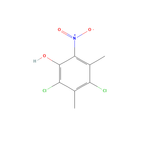 2,4-DICHLORO-3,5-DIMETHYL-6-NITROPHENOL (CAS: 70444-49-4) - Chemical Structure and Molecular Formula 