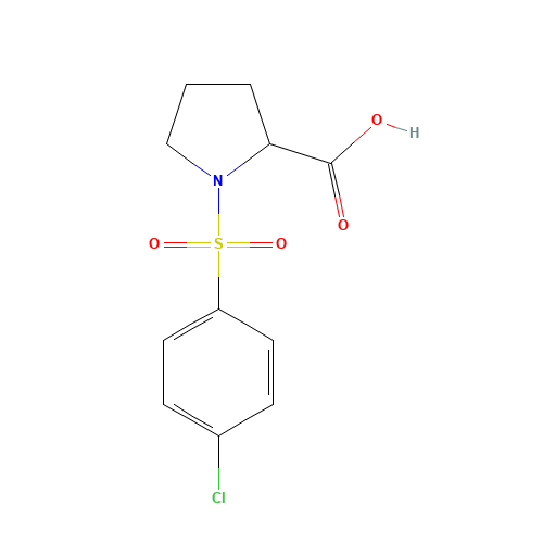 1-(4-CHLORO-BENZENESULFONYL)-PYRROLIDINE-2-CARBOXYLIC ACID (CAS: 73096-27-2) - Chemical Structure and Molecular Formula 