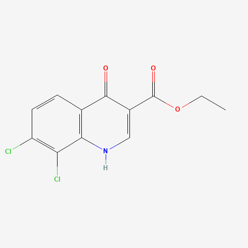 7,8-DICHLORO-4-HYDROXY-QUINOLINE-3-CARBOXYLIC ACID ETHYL ESTER (CAS: 75001-53-5) - Chemical Structure and Molecular Formula 