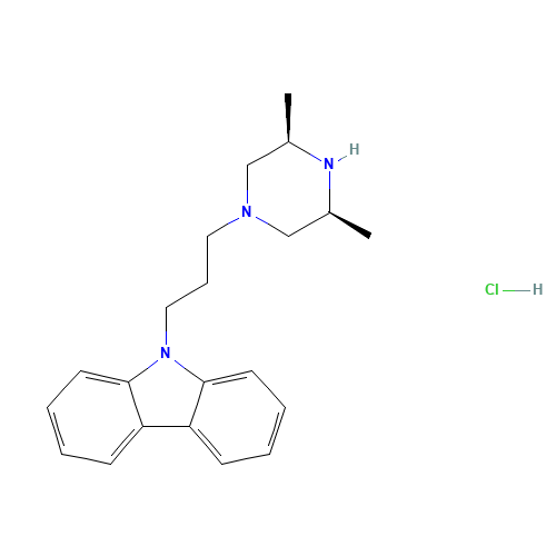 9-[3-(CIS-3,5-DIMETHYL-1-PIPERAZINYL)PROPYL]CARBAZOLE MONOHYDROCHLORIDE (CAS: 75859-05-1) - Chemical Structure and Molecular Formula 