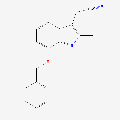 2-METHYL-8-(PHENYLMETHOXY)IMIDAZO[1,2-A]PYRIDINE-3-ACETONITRILE (CAS: 76081-98-6) - Chemical Structure and Molecular Formula 