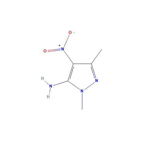5-AMINO-1,3-DIMETHYL-4-NITROPYRAZOLE (CAS: 76689-64-0) - Chemical Structure and Molecular Formula 