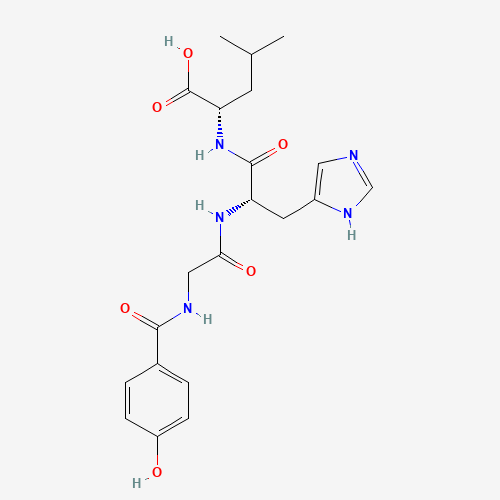 P-HYDROXYHIPPURYL-HIS-LEU-OH (CAS: 77697-23-5) - Chemical Structure and Molecular Formula 