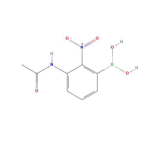 (3-ACETAMIDO-2-NITRO)BENZENEBORONIC ACID (CAS: 78887-38-4) - Chemical Structure and Molecular Formula 