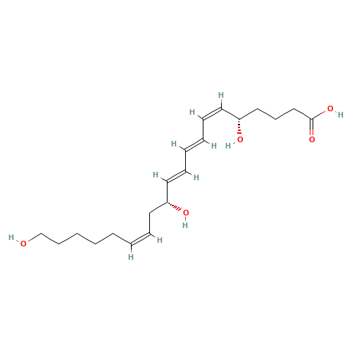 (5S,12R)-5,12,20-TRIHYDROXY-(6Z,8E,10E,14Z)-EICOSATETRAENOIC ACID (CAS: 79516-82-8) - Related Chemical Product