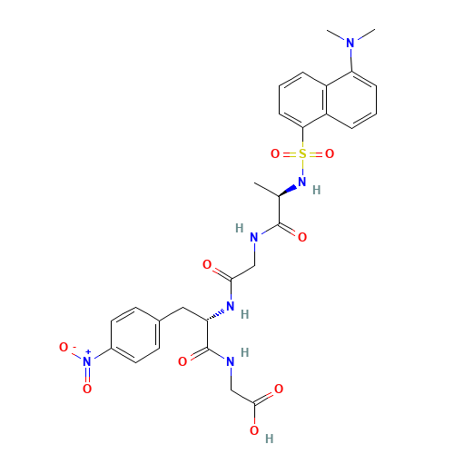 N-DANSYL-D-ALA-GLY-4-NITRO-PHE-GLY (CAS: 83960-27-4) - Chemical Structure and Molecular Formula 