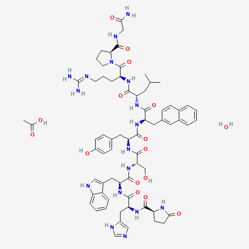 5-OXO-L-PROLYL-L-HISTIDYL-L-TRYPTOPHYL-L-SERYL-L-TYROSYL-3-(2-NAPHTHYL)-D-ALANYL-L-LEUCYL-L-ARGINYL-L-PROLYLGLYCINAMIDE ACETATE HYDRATE (CAS: 86220-42-0) - Related Chemical Product