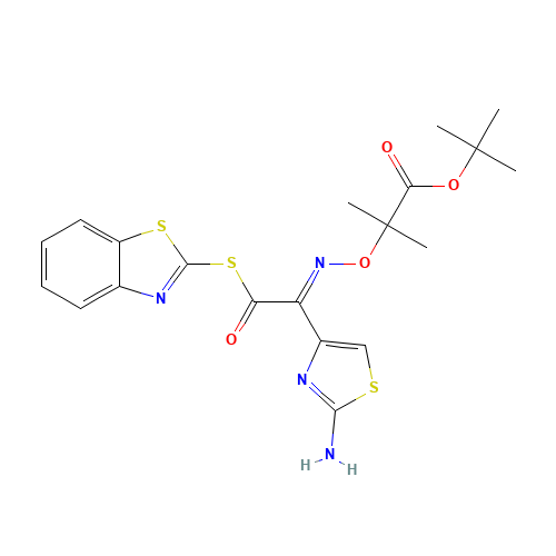 2-Mercaptobenzothiazolyl-(Z)-(2-aminothiazol-4-yl)-2-(tert-butoxycarbonyl) isopropoxyiminoacetate (CAS: 89604-92-2) - Related Chemical Product