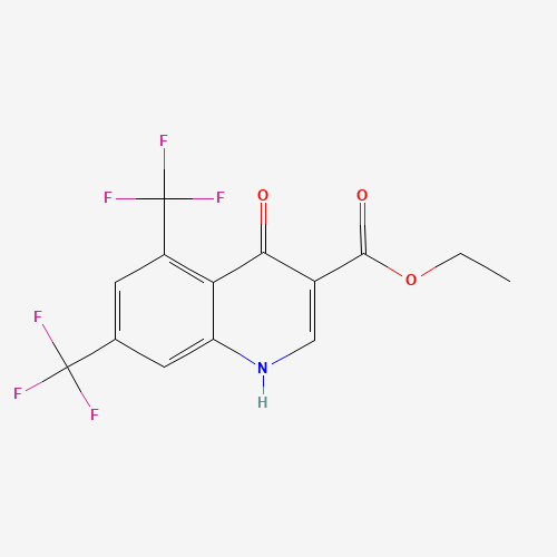 4-HYDROXY-5,7-BIS-TRIFLUOROMETHYL-QUINOLINE-3-CARBOXYLIC ACID ETHYL ESTER (CAS: 93514-83-1) - Chemical Structure and Molecular Formula 
