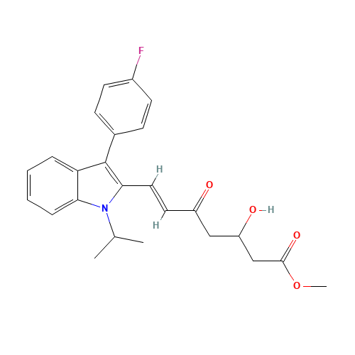3-Methyl(E)-7-[3-(4-fluorophenyl)-1-methylethyl-indol-2-yl]-3-hydroxy-5-oxohept-6-enoate (CAS: 93957-52-9) - Related Chemical Product