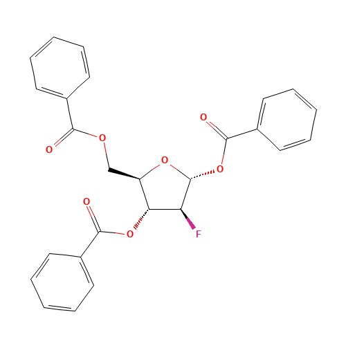 2-Deoxy-2-fluoro-1,3,5-tri-O-benzoyl-D-ribofuranose (CAS: 97614-43-2) - Chemical Structure and Molecular Formula 