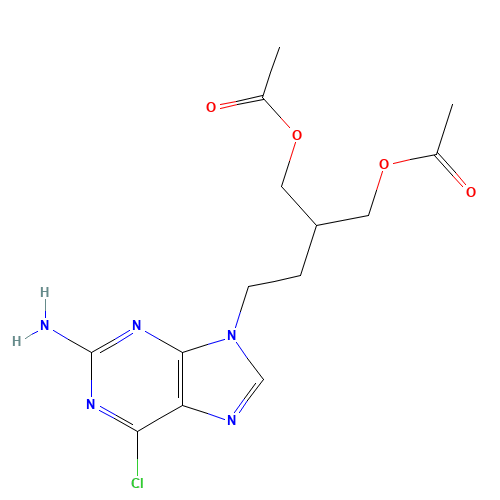 9-(4-Acetoxy-3-acetoxymethylbutyl)-2-amino-6-chloropurine (CAS: 97845-60-8) - Chemical Structure and Molecular Formula 