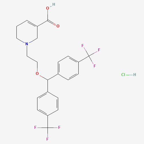 1-[2-[BIS[4-(TRIFLUOROMETHYL)PHENYL]METHOXY]ETHYL]-1,2,5,6-TETRAHYDROPYRIDINE-3-CARBOXYLIC ACID HYDROCHLORIDE (CAS: 110283-66-4) - Related Chemical Product