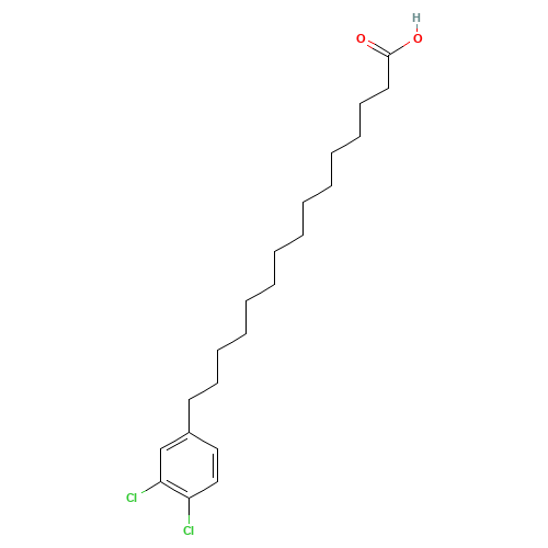 15-(3,4-DICHLOROPHENYL)PENTADECANOIC ACID (CAS: 116409-73-5) - Chemical Structure and Molecular Formula 
