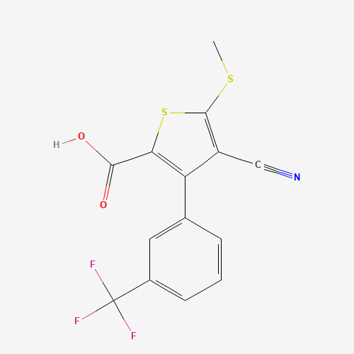 4-CYANO-5-(METHYLTHIO)-3-[3-(TRIFLUOROMETHYL)PHENYL]THIOPHENE-2-CARBOXYLIC ACID (CAS: 116492-99-0) - Chemical Structure and Molecular Formula 