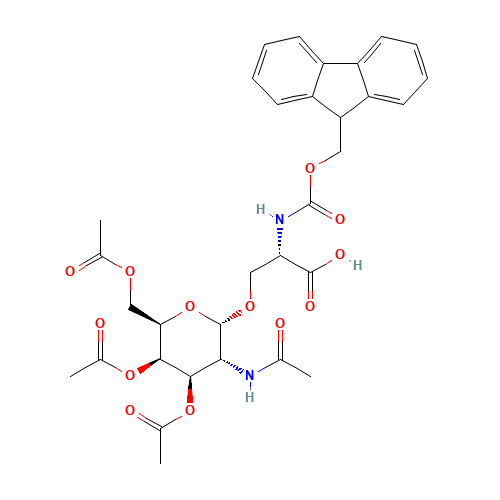 FMOC-SER(GALNAC(AC)3-ALPHA-D)-OH (CAS: 120173-57-1) - Chemical Structure and Molecular Formula 