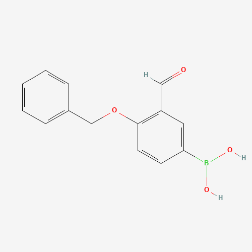 4-BENZYLOXY-3-FORMYLPHENYLBORONIC ACID chemical structure 4-BENZYLOXY-3-FORMYLPHENYLBORONIC ACID (CAS: 121124-98-9) - Chemical Structure and Molecular Formula
