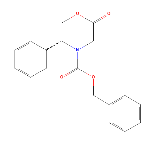 (5R)-3,4,5,6-TETRAHYDRO-5-PHENYL-N-(BENZYLOXYCARBONYL)-4(H)-1,4-OXAZIN-2-ONE (CAS: 121269-46-3) - Chemical Structure and Molecular Formula 