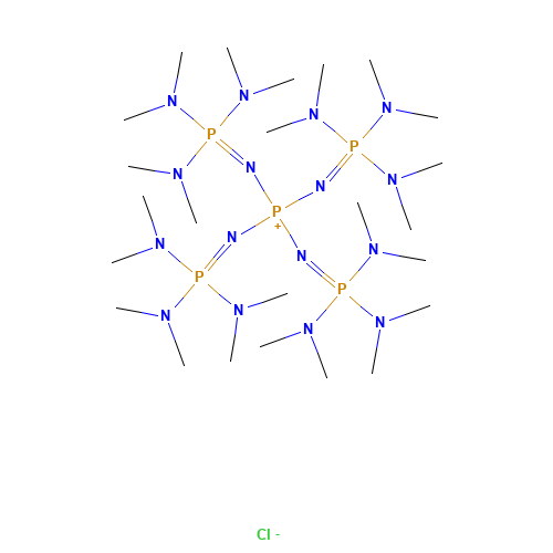 TETRAKIS[TRIS(DIMETHYLAMINO)PHOSPHORANYLIDENAMINO]PHOSPHONIUMCHLORIDE (CAS: 122951-89-7) - Chemical Structure and Molecular Formula 