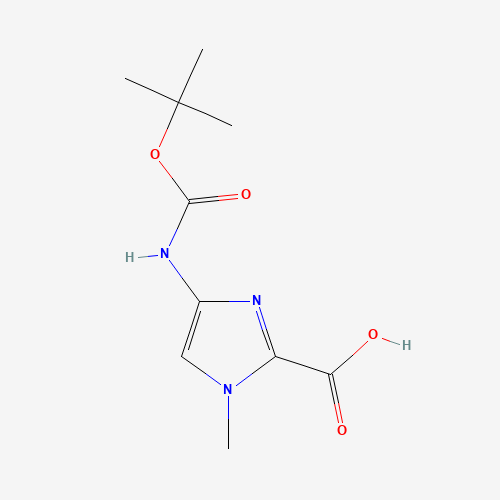 4-TERT-BUTOXYCARBONYLAMINO-1-METHYL-1H-IMIDAZOLE-2-CARBOXYLIC ACID (CAS: 128293-64-1) - Chemical Structure and Molecular Formula 