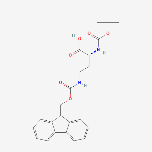 BOC-D-DAB(FMOC)-OH (CAS: 131570-57-5) - Chemical Structure and Molecular Formula 