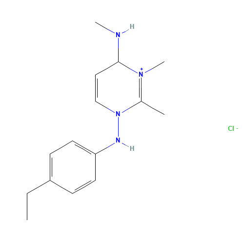 4-ETHYLPHENYLAMINO-1,2-DIMETHYL-6-METHYLAMINOPYRIMIDINIUM CHLORIDE (CAS: 133060-80-7) - Chemical Structure and Molecular Formula 