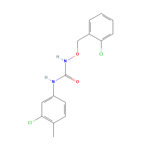 1-(2-CHLOROBENZYLOXY)-3-(3-CHLORO-4-METHYLPHENYL)UREA (CAS: 139444-36-3) - Chemical Structure and Molecular Formula 