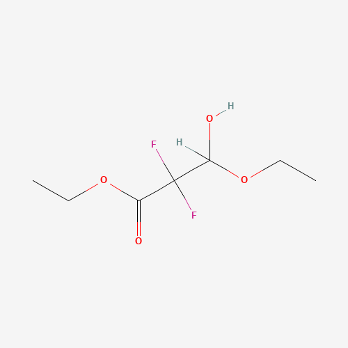 ETHYL 3-ETHOXY-2,2-DIFLUORO-3-HYDROXYPROPIONATE (CAS: 141546-97-6) - Chemical Structure and Molecular Formula 