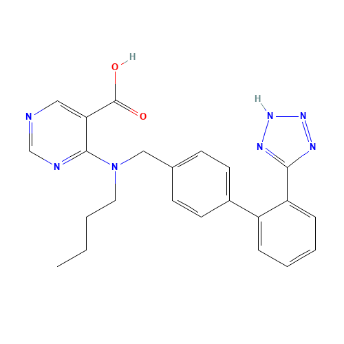 4-[BUTYL([2'-(1H-TETRAZOL-5-YL)[1,1'-BIPHENYL]-4-YL]METHYL)AMINO]-5-PYRIMIDINECARBOXYLIC ACID (CAS: 141872-46-0) - Related Chemical Product