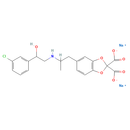 5-[(2R)-2-([(2R)-2-(3-CHLOROPHENYL)-2-HYDROXYETHYL]AMINO)PROPYL]-1,3-BENZODIOXOLE-2,2-DICARBOXYLATE DISODIUM (CAS: 151126-84-0) - Related Chemical Product