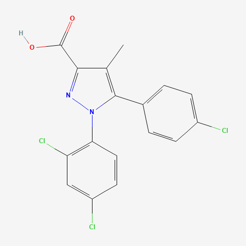5-(4-Chlorophenyl)-1-(2,4-dichlorophenyl)-4-methylpyrazole-3-carboxylic acid (CAS: 162758-35-2) - Chemical Structure and Molecular Formula 