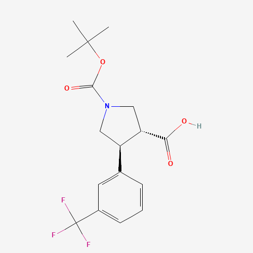 BOC-(TRANS)-4-(3-TRIFLUOROMETHYL-PHENYL)-PYRROLIDINE-3-CARBOXYLIC ACID (CAS: 169248-97-9) - Chemical Structure and Molecular Formula 