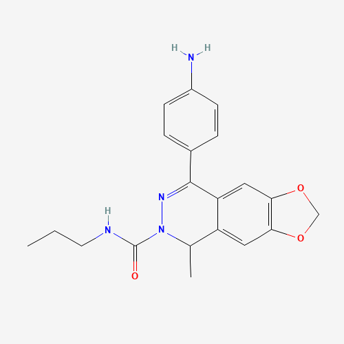 (+/-)-4-(4-AMINOPHENYL)-1,2-DIHYDRO-1-METHYL-2-PROPYLCARBAMOYL-6,7-METHYLENEDIOXYPHTHALAZINE (CAS: 173952-44-8) - Chemical Structure and Molecular Formula 