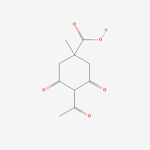 4-ACETYL-3,5-DIOXO-1-METHYLCYCLOHEXANECARBOXYLIC ACID (CAS: 181486-37-3) - Chemical Structure and Molecular Formula 