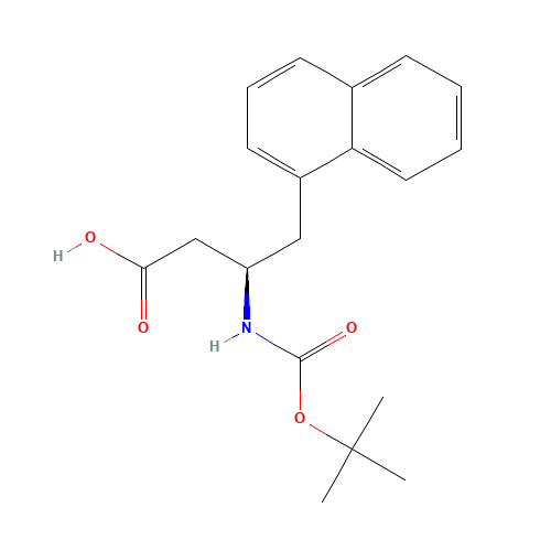 BOC-(R)-3-AMINO-4-(1-NAPHTHYL)-BUTYRIC ACID (CAS: 190190-49-9) - Chemical Structure and Molecular Formula 