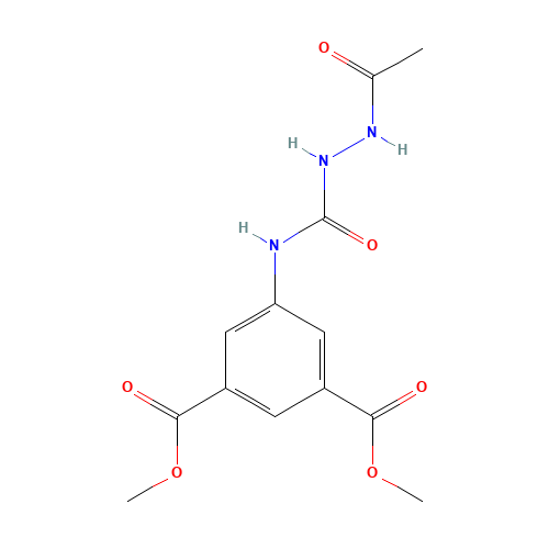 1-ACETYL-4-[3,5-BIS(METHOXYCARBONYL)PHENYL]-SEMICARBAZIDE (CAS: 196408-37-4) - Chemical Structure and Molecular Formula 