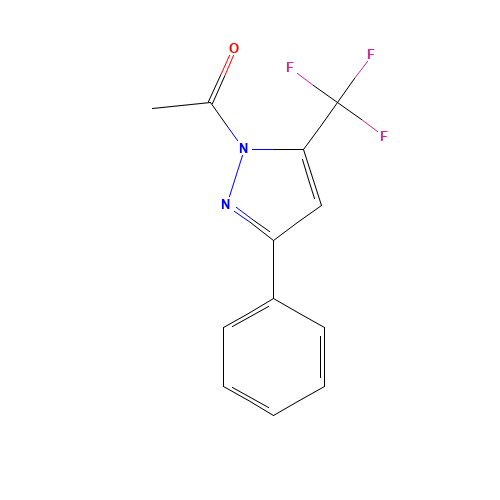 1-ACETYL-5(3)-PHENYL-3(5)-(TRIFLUOROMETHYL)PYRAZOLE (CAS: 198348-94-6) - Chemical Structure and Molecular Formula 