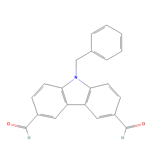 9-BENZYLCARBAZOLE-3,6-DICARBOXALDEHYDE (CAS: 200698-05-1) - Chemical Structure and Molecular Formula 