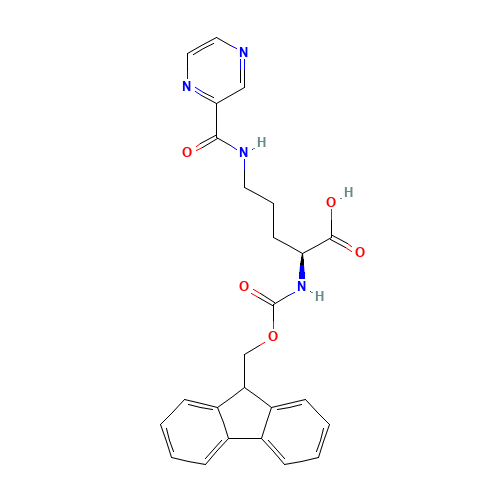 FMOC-ORN(PYRAZINYLCARBONYL)-OH (CAS: 201046-61-9) - Chemical Structure and Molecular Formula 