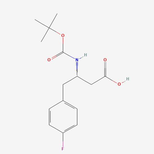 BOC-(S)-3-AMINO-4-(4-FLUORO-PHENYL)-BUTYRIC ACID (CAS: 218608-97-0) - Chemical Structure and Molecular Formula 